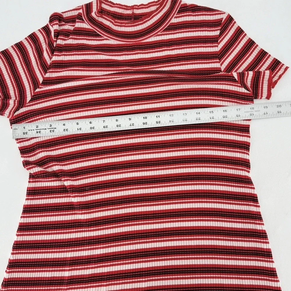 Wild Fable Ribbed Ruffle Edge Striped Dress Sz M Lightweight 90's, Academia, Y2K